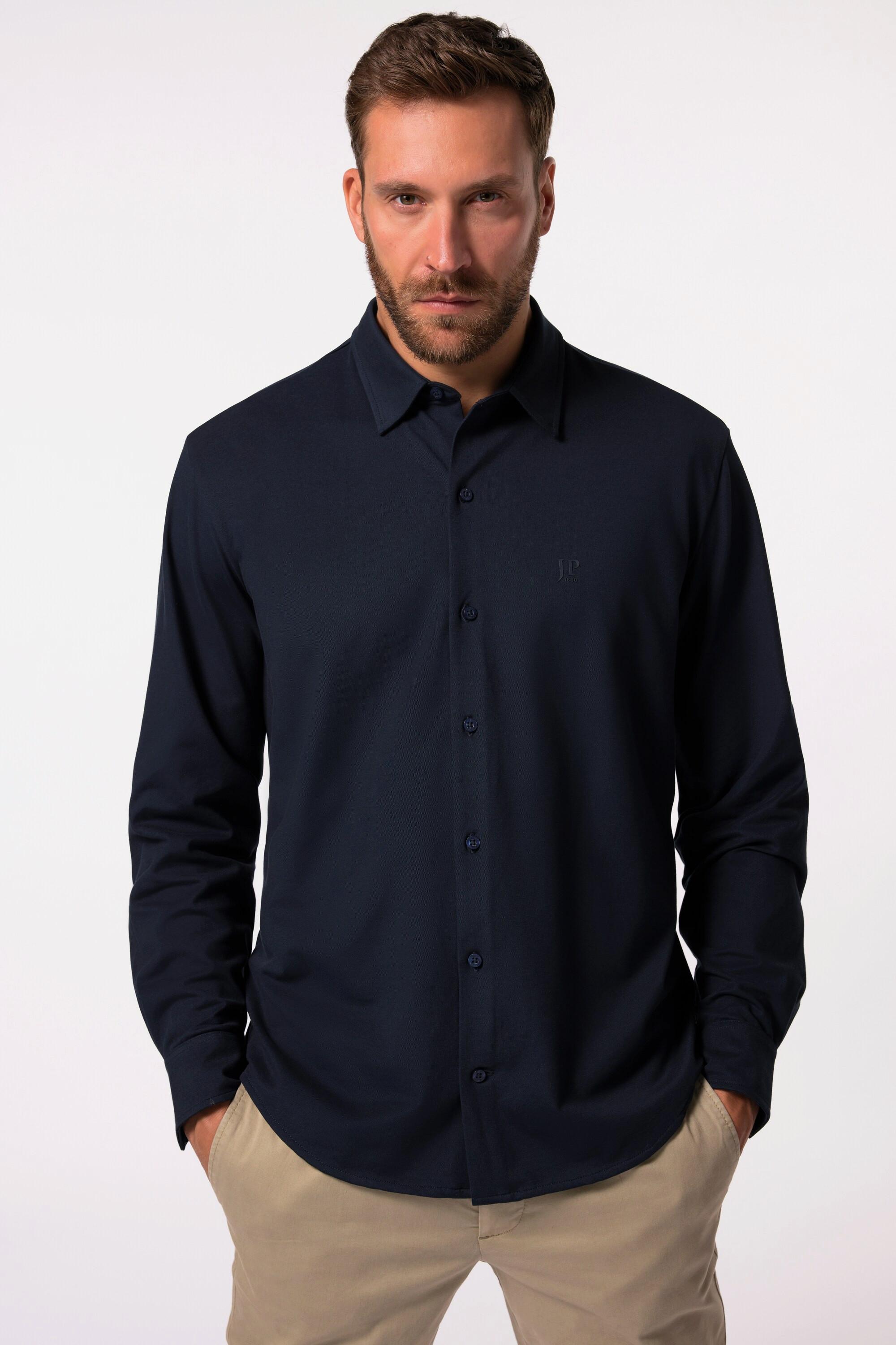 JP1880  Camicia di jersey da ufficio con FLEXNAMIC®, maniche lunghe, colletto ad apertura inglese e vestibilità moderna 