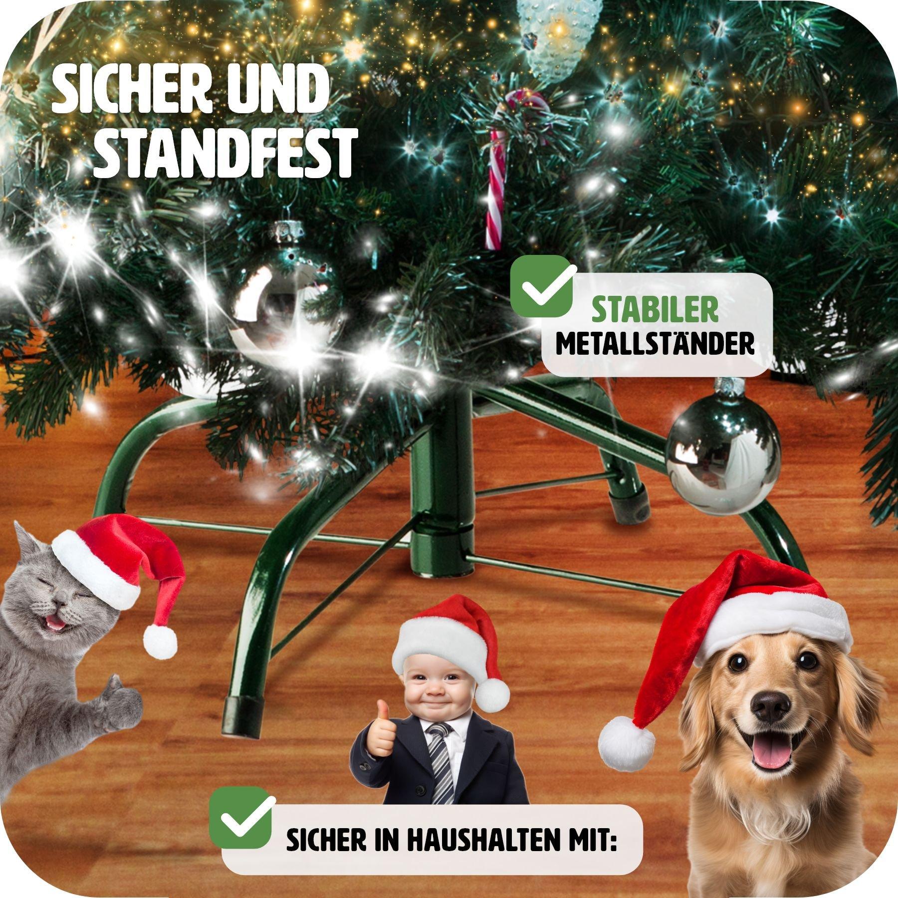 Tectake Sapin de Noël artificiel avec pommes de pin et support métallique 180cm  