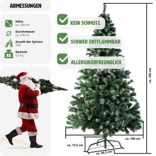 Tectake Sapin de Noël artificiel avec pommes de pin et support métallique 180cm  
