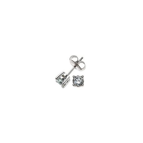 MUAU Schmuck  Clous d'oreilles solitaires 4 poignées en or blanc 750 diamants 0,34ct. 5mm 