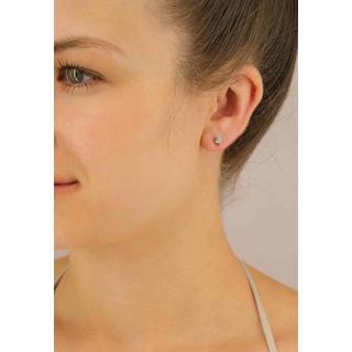 MUAU Schmuck  Clous d'oreilles solitaires 4 poignées en or blanc 750 diamants 0,34ct. 5mm 