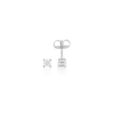 Clous d'oreilles solitaires 4 poignées en or blanc 750 diamants 0,34ct. 5mm