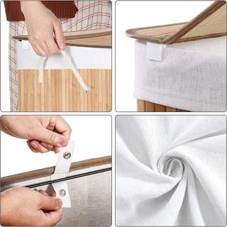 Calicosy Bambus-Wäschekorb mit 3 Fächern, Deckel und Griffen, 150L - L60 x H61,5 cm  