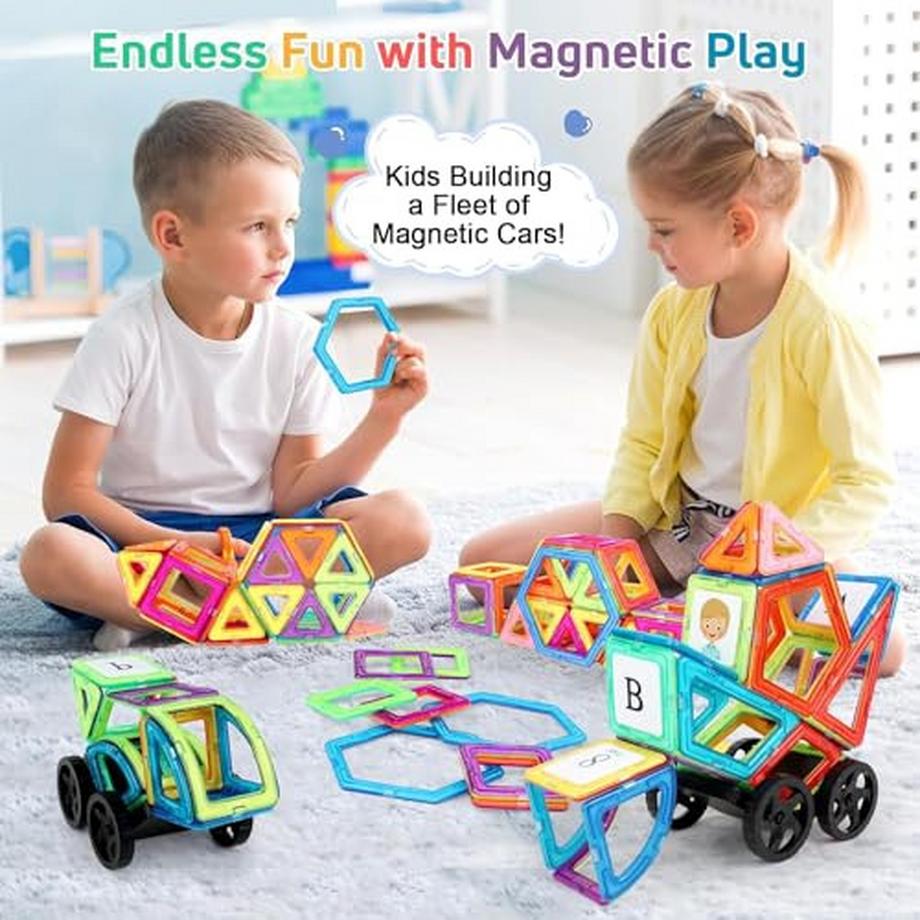 Activity-board  Magnetische Bauklötze 121 Stück magnetische Bauklötze Magnete Kinder magnetisches Spielzeug für Kinder 