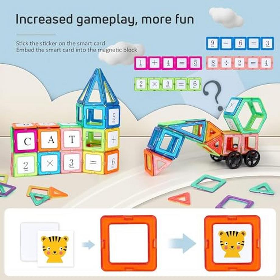 Activity-board  Magnetische Bauklötze 121 Stück magnetische Bauklötze Magnete Kinder magnetisches Spielzeug für Kinder 