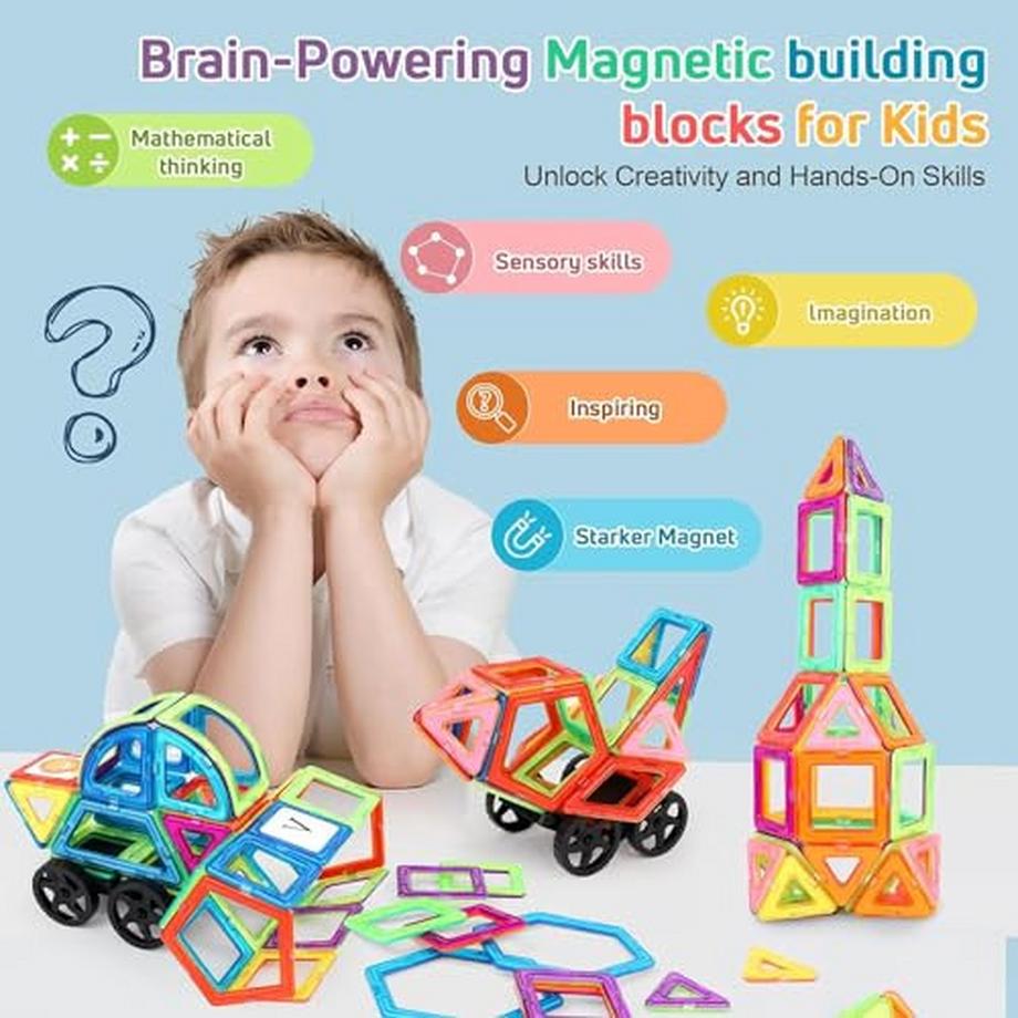 Activity-board  Magnetische Bauklötze 121 Stück magnetische Bauklötze Magnete Kinder magnetisches Spielzeug für Kinder 