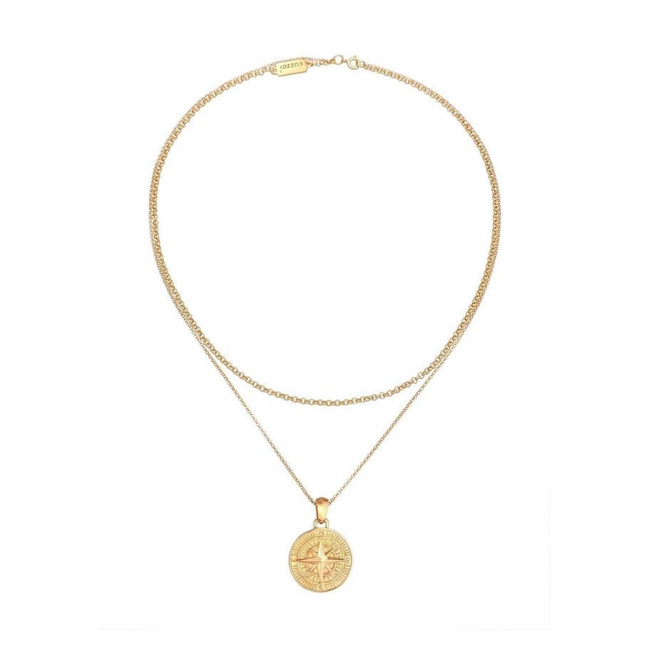 Kuzzoi  Halskette  Layer Erbskette Kompass 925 Silber 