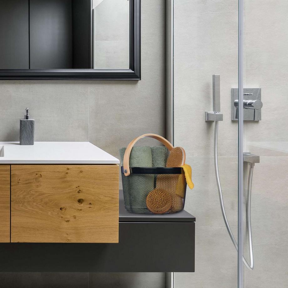 Northix Cestino rotondo in filo metallico con manico  