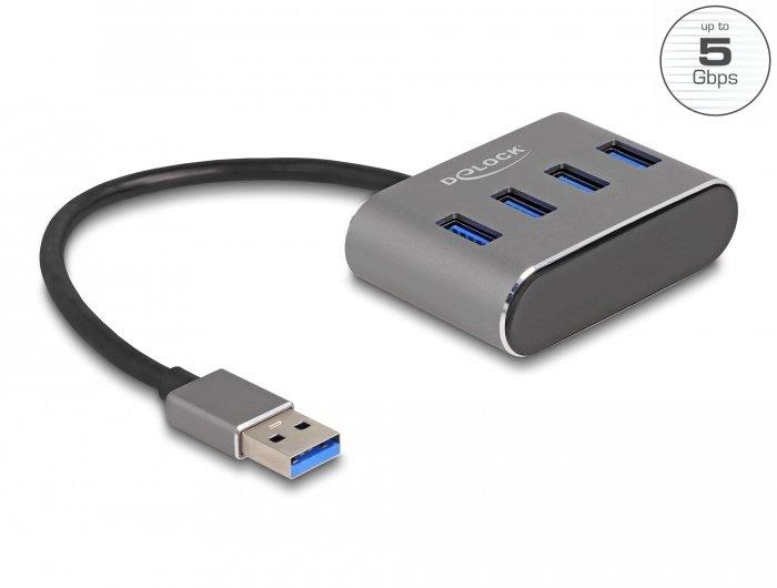 DeLock  63190 Schnittstellen-Hub USB 3.2 Gen 1 (3.1 Gen 1) Type-A 5000 Mbit/s Schwarz 