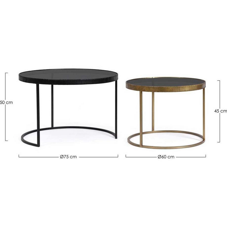 mutoni Table d&#039;appoint Yamir ronde (set de 2)  