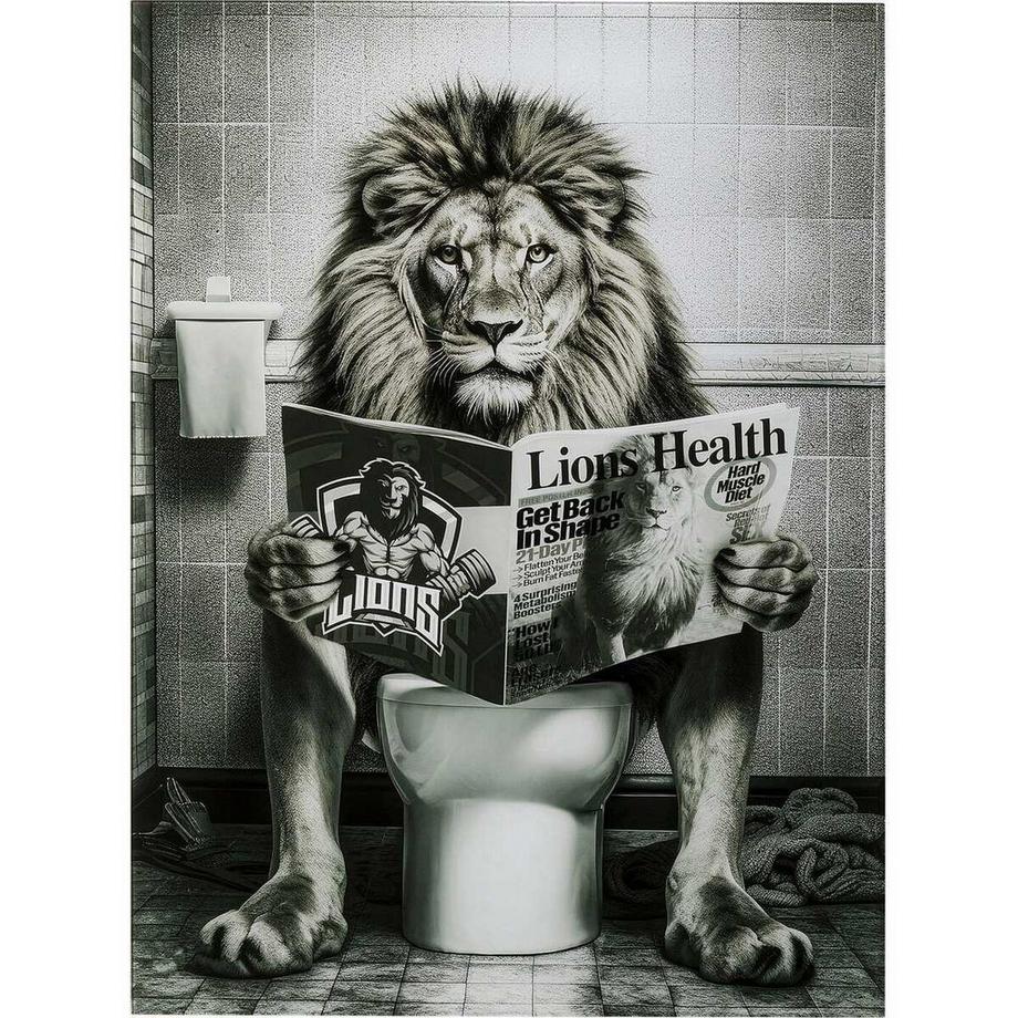 KARE Design Glasbild Bath Lion 60x80  