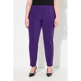 Ulla Popken  Pantalon carotte en jersey point de Rome, passepoil et taille élastique 