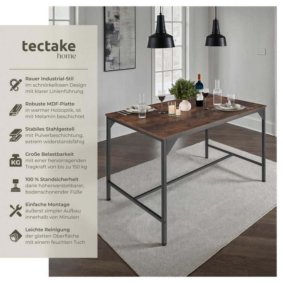 Tectake Table de salle à manger BELFAST style industriel  