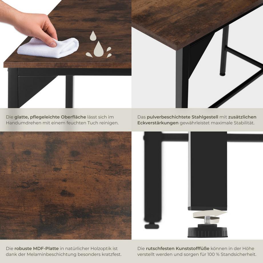 Tectake Table de salle à manger BELFAST style industriel  