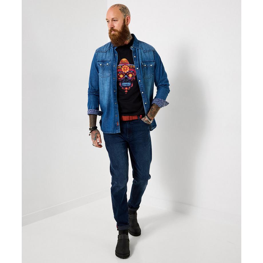 Joe Browns T-Shirt mit Totenkopfmotiv und Leuchteffekten  