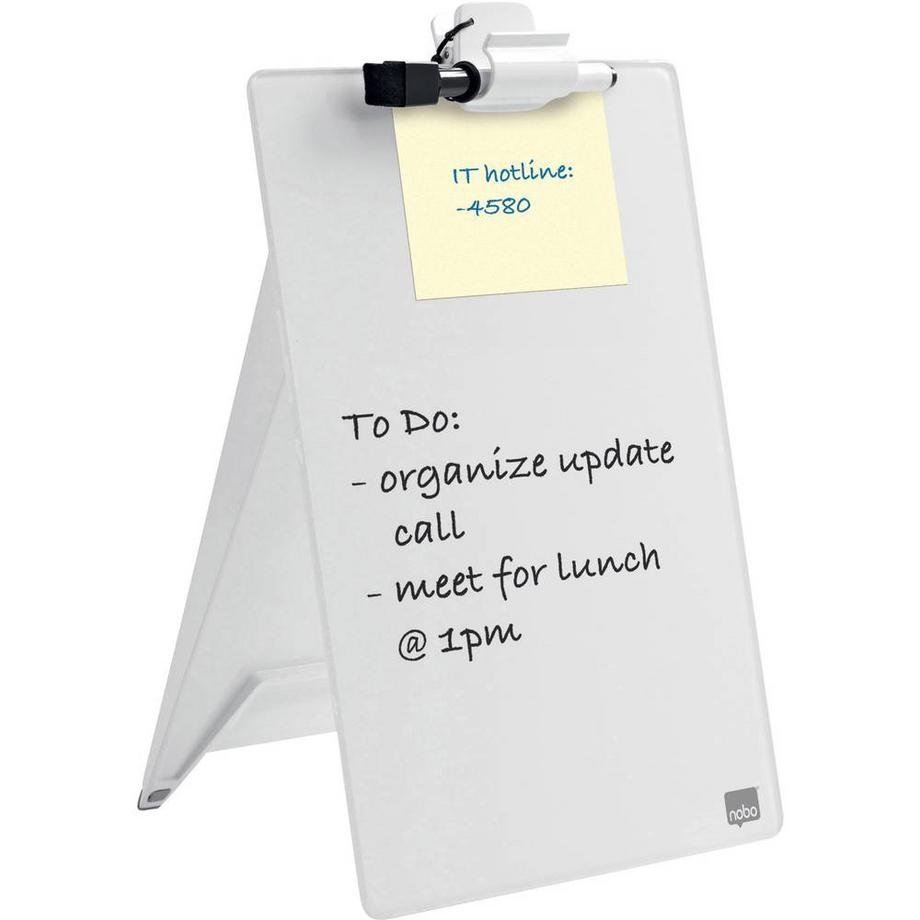 Nobo  Glas-Notizboard Diamond Glass Desktop (B x H) 216 mm x 297 mm Brillant-Weiß Inkl. Tischständer, Inkl. Boa 