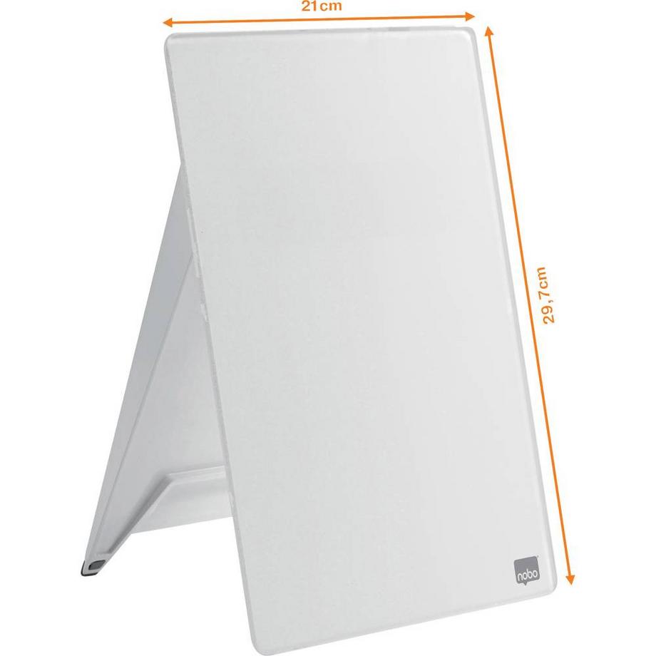 Nobo  Glas-Notizboard Diamond Glass Desktop (B x H) 216 mm x 297 mm Brillant-Weiß Inkl. Tischständer, Inkl. Boa 