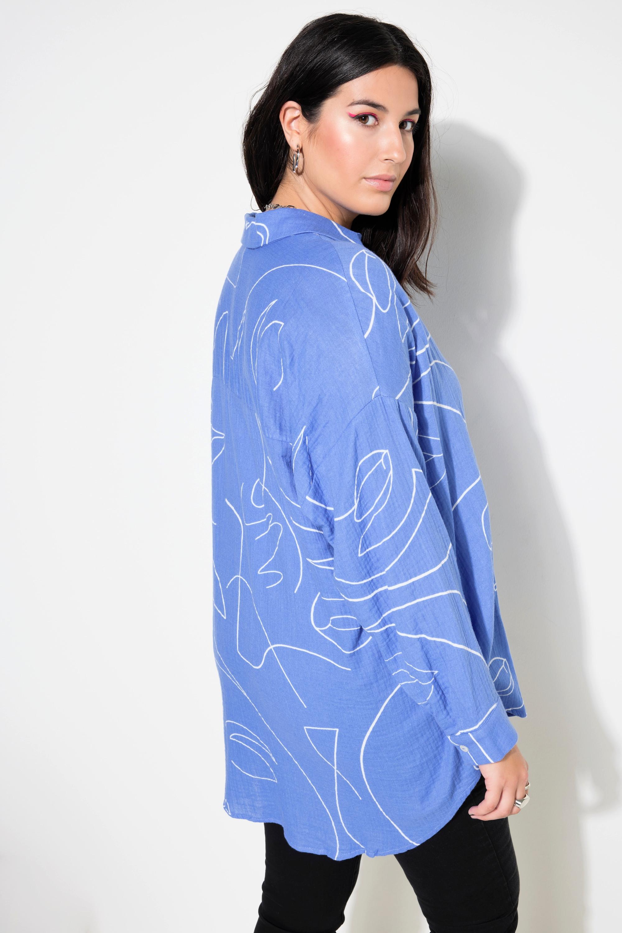 Studio Untold  Camicia dal taglio oversize in mussola con stampa e maniche lunghe 