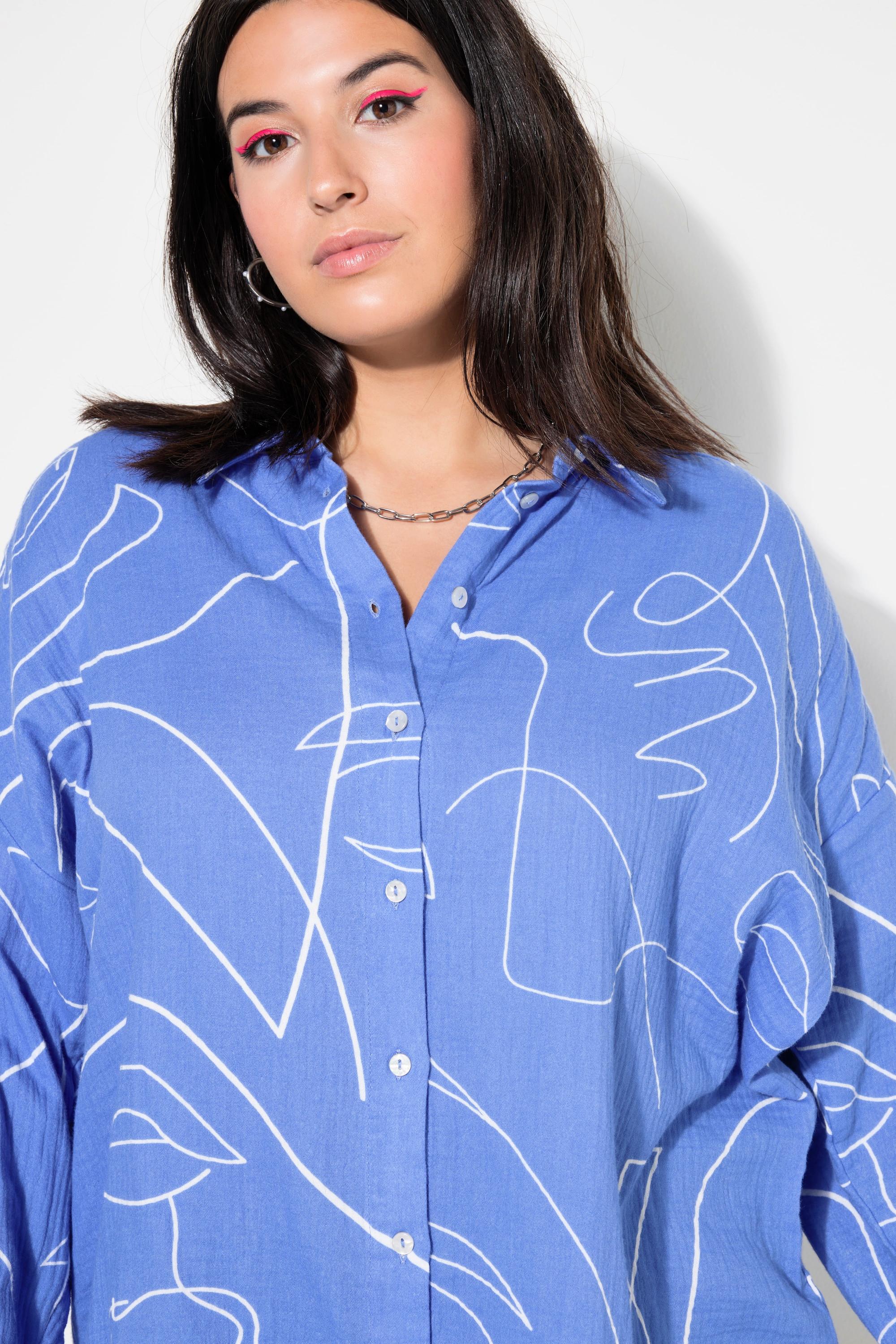 Studio Untold  Camicia dal taglio oversize in mussola con stampa e maniche lunghe 