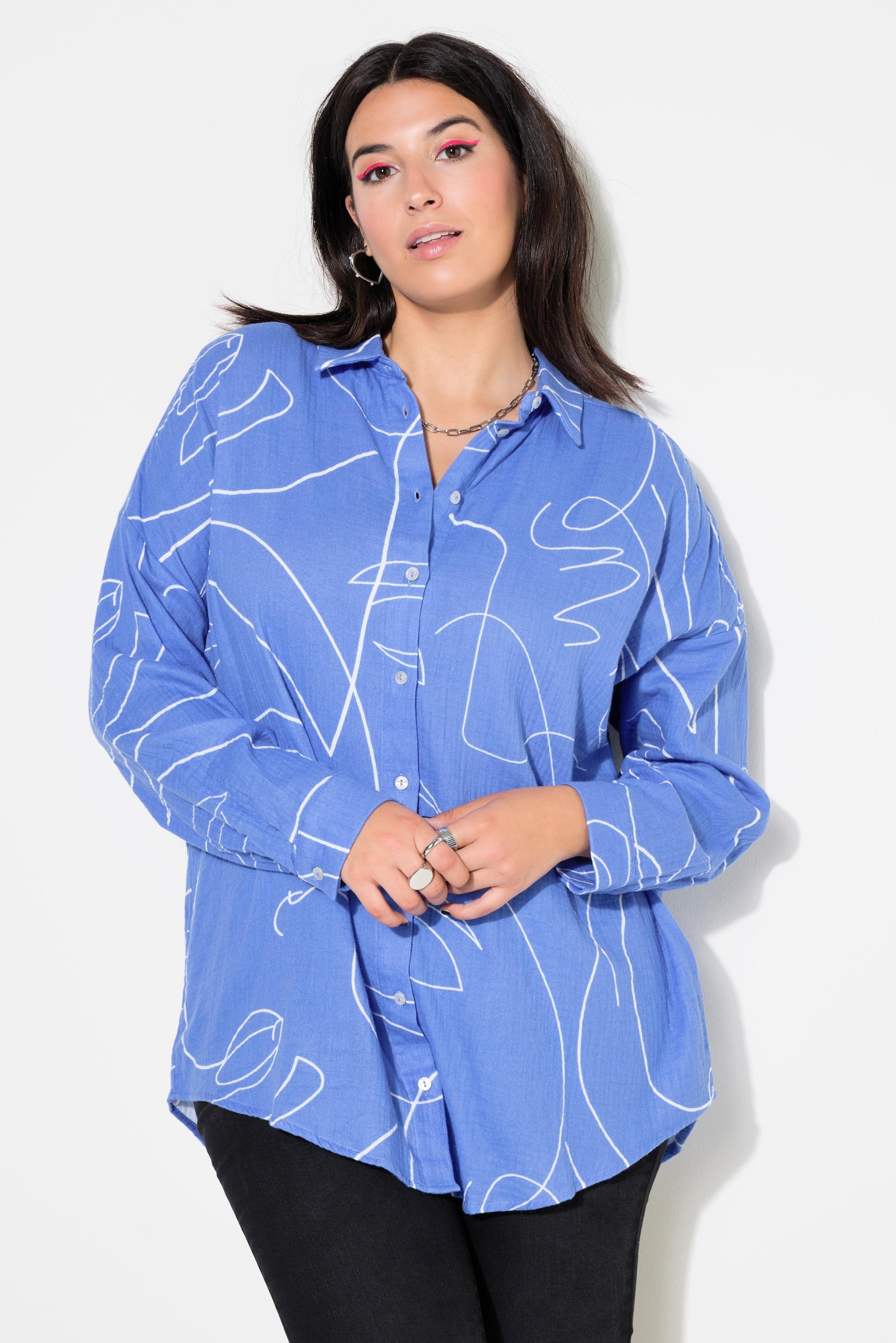 Studio Untold  Camicia dal taglio oversize in mussola con stampa e maniche lunghe 