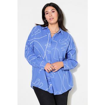 Camicia dal taglio oversize in mussola con stampa e maniche lunghe