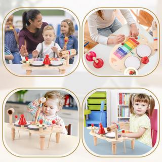 Activity-board  Tambour pour enfant, instrument de musique 10 en 1 avec xylophone, jouet en bois pour enfant 