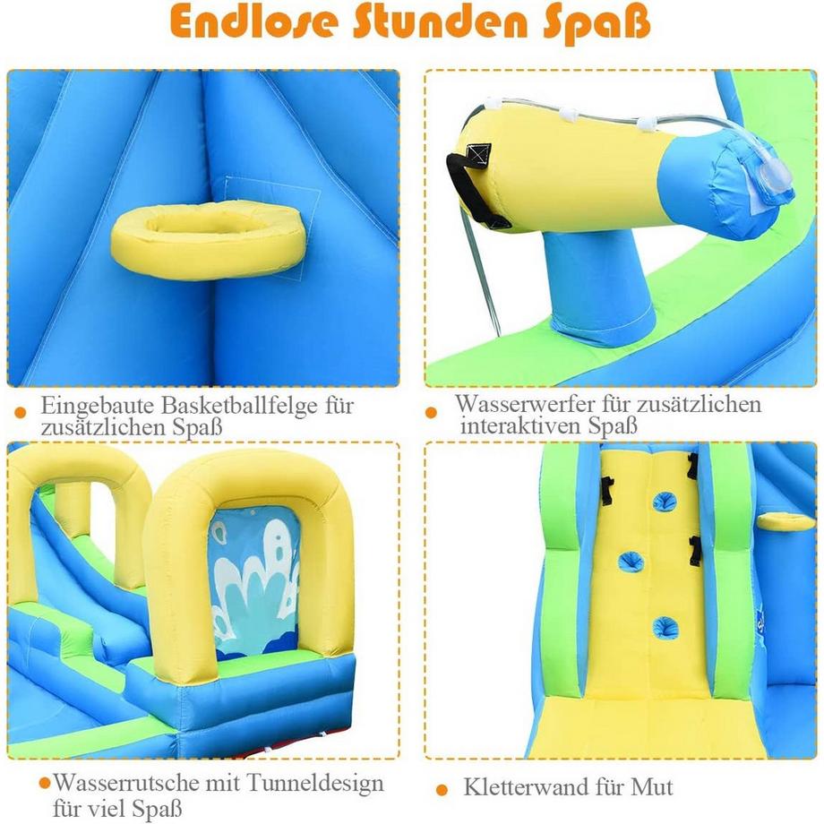 Northix  Hüpfburg Aufblasbare Wasserrutsche mit Gebläse 478x366x242cm 