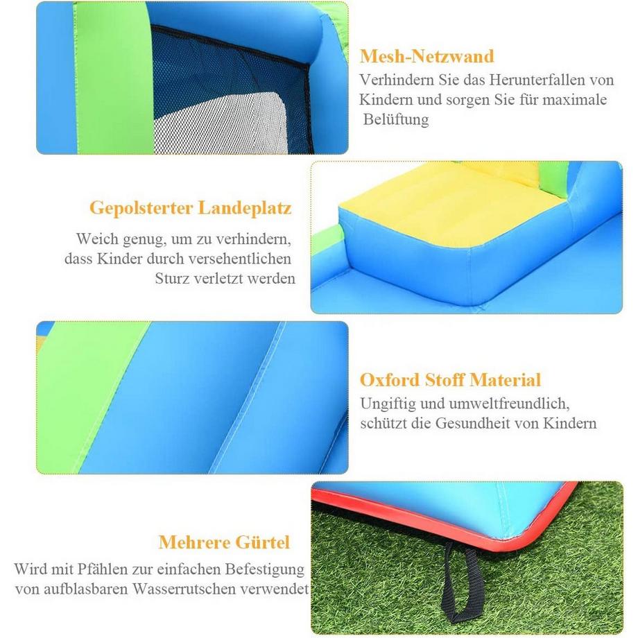 Northix  Hüpfburg Aufblasbare Wasserrutsche mit Gebläse 478x366x242cm 
