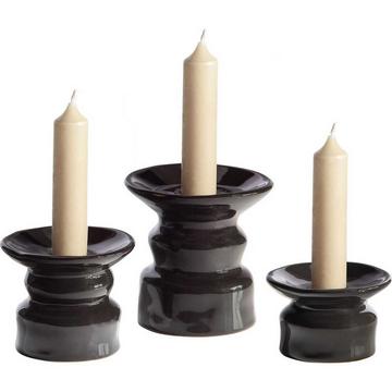 Portacandele in ceramica Mason nero (set di 3)