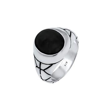 Bague Basic Herren Siegelring Oval Emaille 925Er Silber