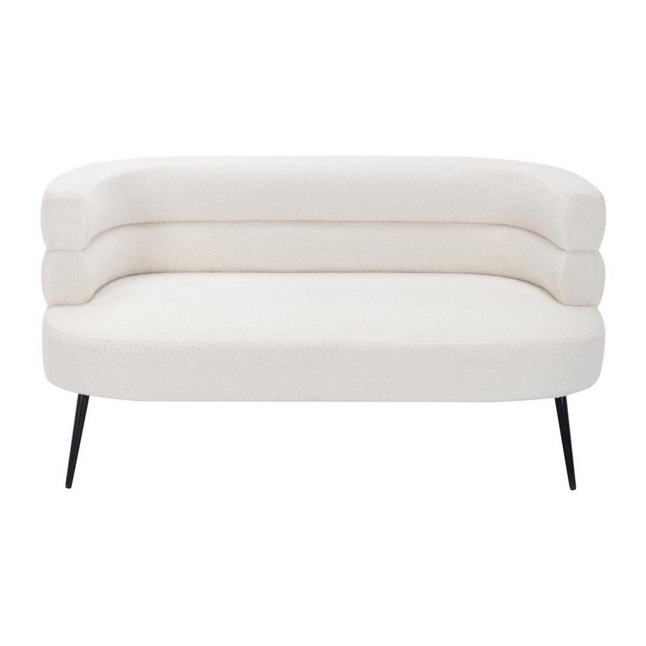 Vente-unique Canapé 2 places en tissu bouclette blanc CAMEDO  