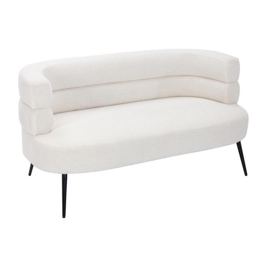 Vente-unique Canapé 2 places en tissu bouclette blanc CAMEDO  