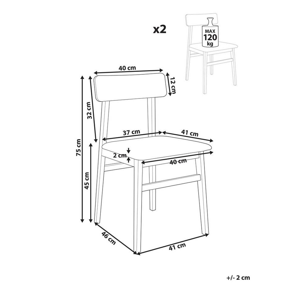 Beliani Set di 2 sedie da pranzo en Legno di caucciù Classico STACY  