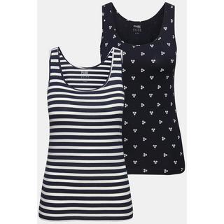 Ulla Popken  Tanktops, 2er-Pack, V-Ausschnitt, ärmellos, Biobaumwolle 