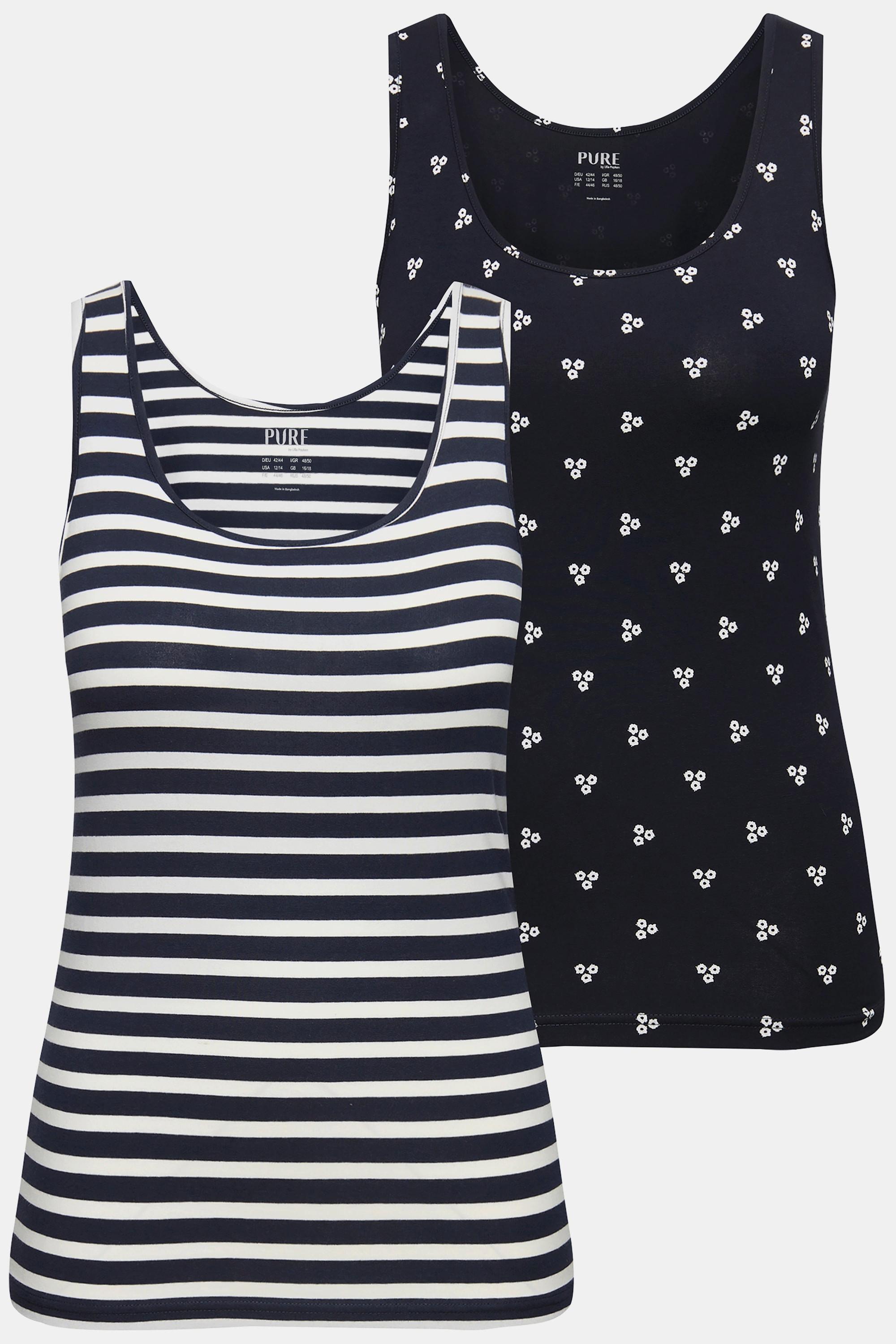 Ulla Popken  Tanktops, 2er-Pack, V-Ausschnitt, ärmellos, Biobaumwolle 