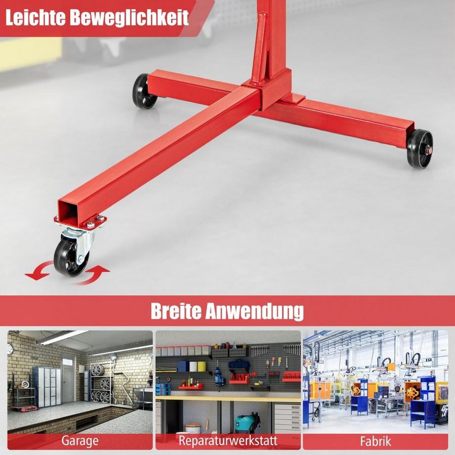 Northix  Motorständer 340 kg Motorheber 360° drehbar mit 4 verstellbaren Armen Motorhalter für Garagen 