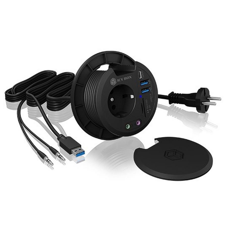 ICY BOX IB-HUB1430-CR USB 3.2 Gen 1 (3.1 Gen 1) Type-A 5000 Mbit/s Schwarz