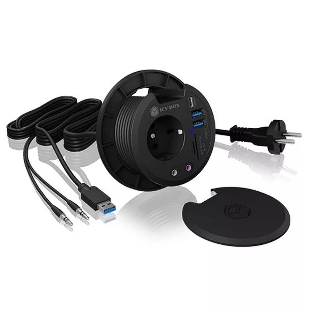 ICY BOX IB-HUB1430-CR socket-outlet Black
