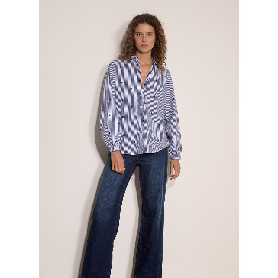 APRICOT Chemise à rayures avec cœurs brodés  