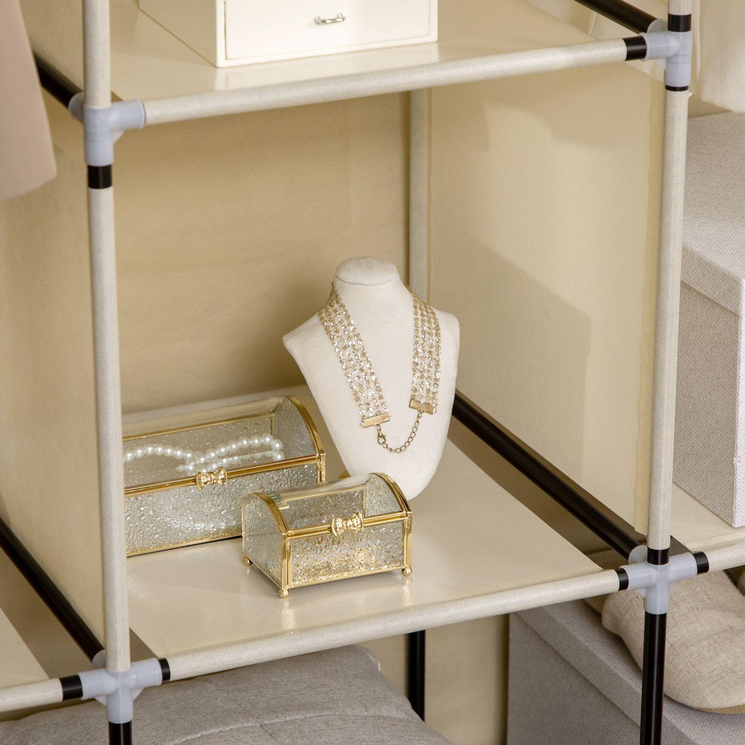 Northio Armoire Penderie En Tissu Avec Tringles À Vêtements, 8 Niveaux, Armoire Pliante, Tissu Non Tissé, Beige, 125X43X162,5Cm  