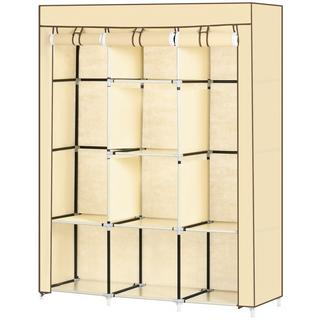 Northio Armoire Penderie En Tissu Avec Tringles À Vêtements, 8 Niveaux, Armoire Pliante, Tissu Non Tissé, Beige, 125X43X162,5Cm  