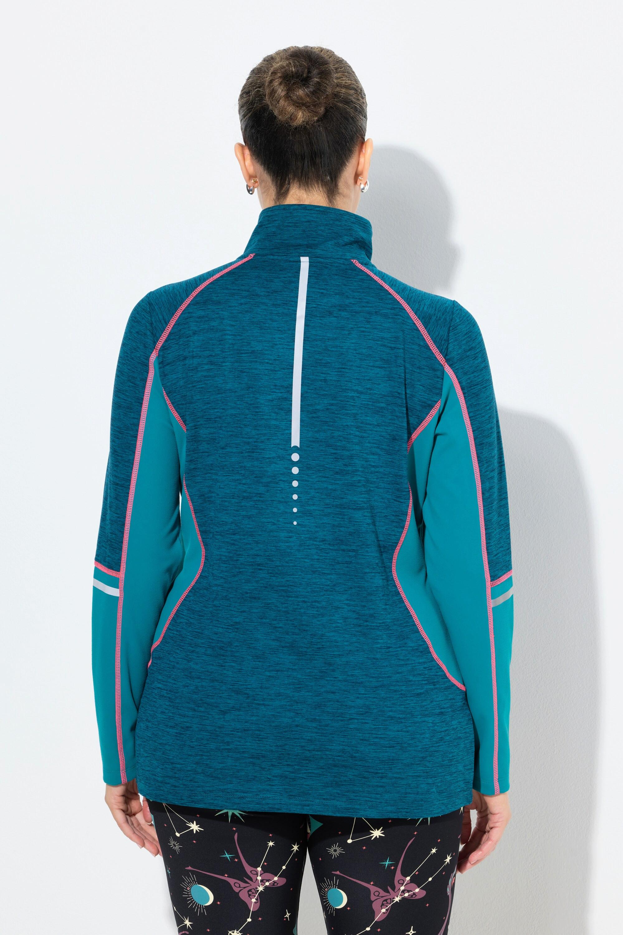 Ulla Popken T-shirt technique slim col montant fermeture à glissière manches longues  