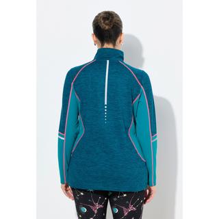 Ulla Popken T-shirt technique slim col montant fermeture à glissière manches longues  