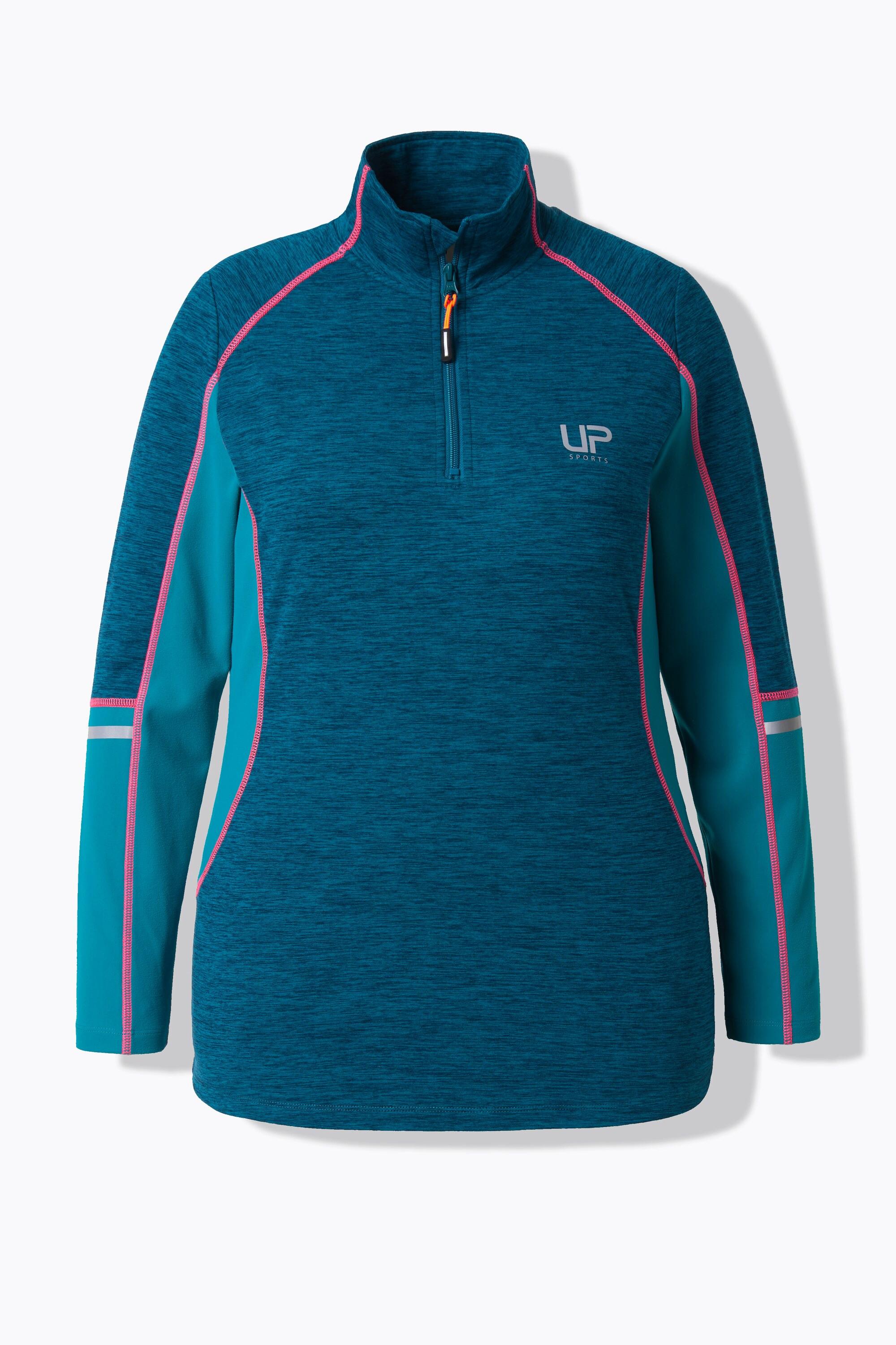 Ulla Popken T-shirt technique slim col montant fermeture à glissière manches longues  