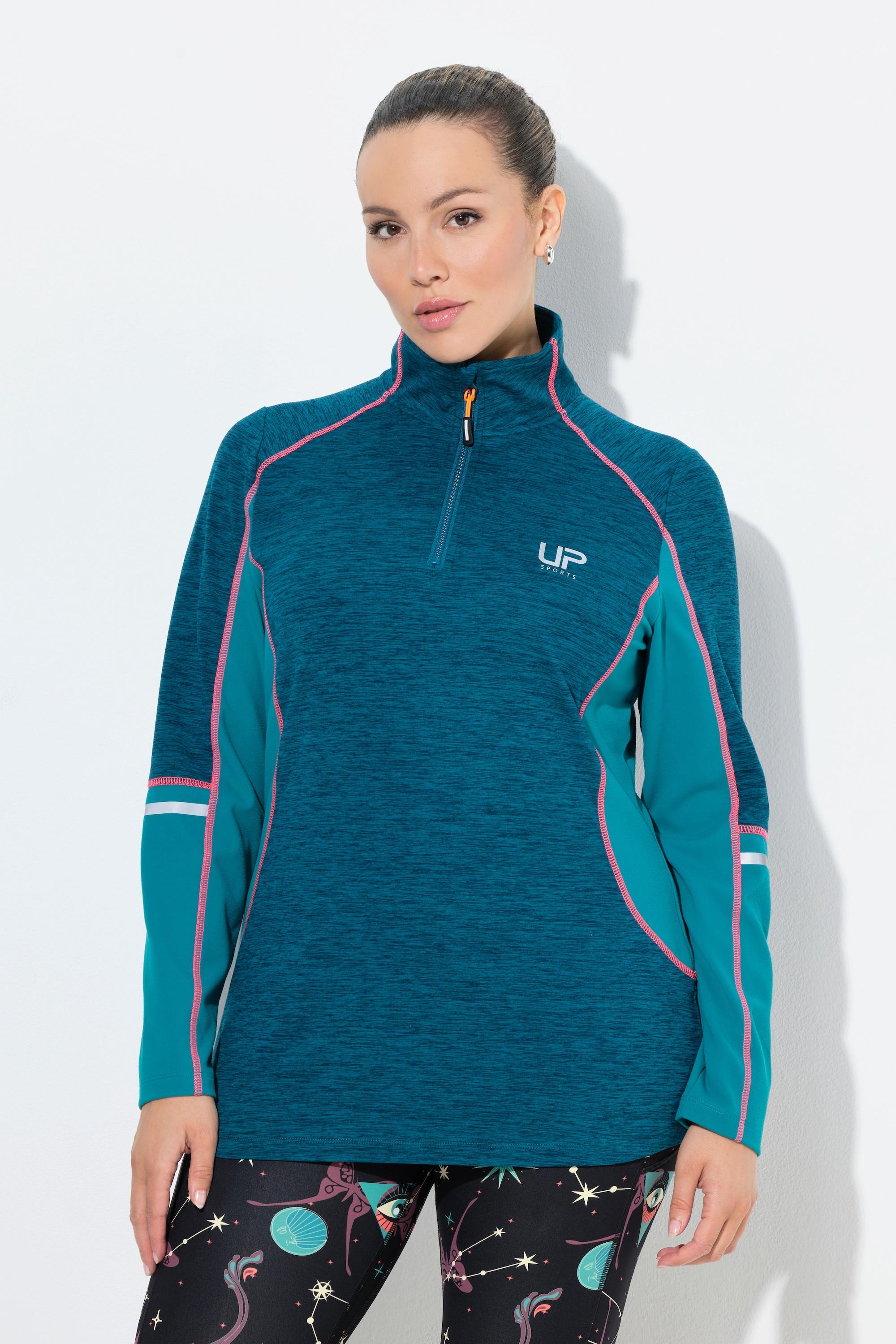 Ulla Popken T-shirt technique slim col montant fermeture à glissière manches longues  