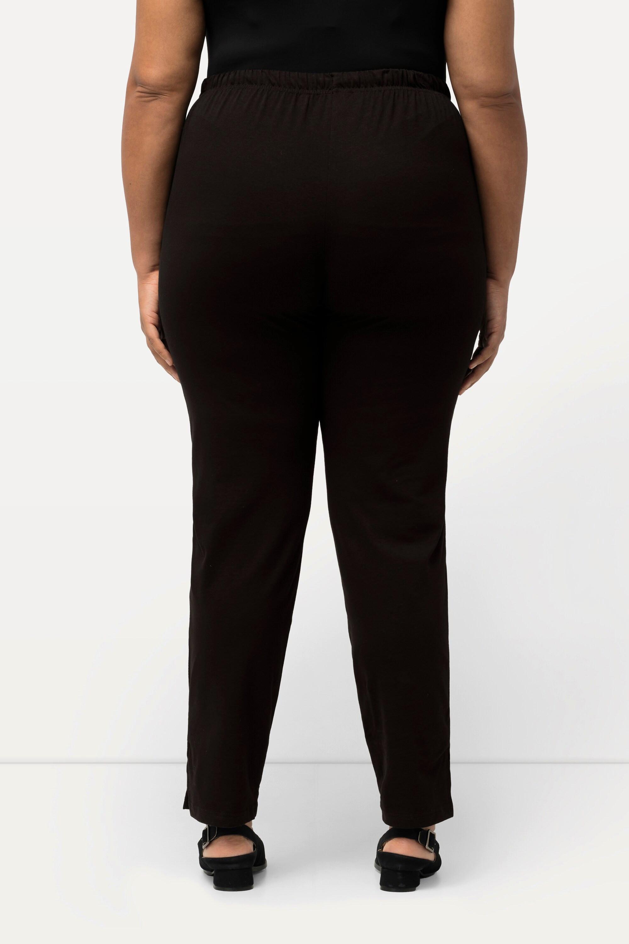 Ulla Popken  Pantalon Slim Fit à taille élastique. Bas de jambe légèrement fendu noir 