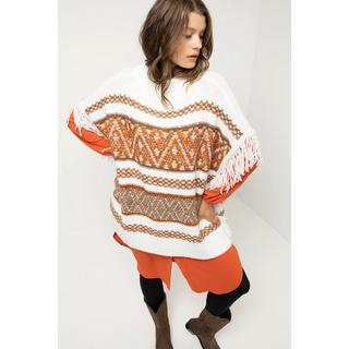 Studio Untold  Poncho, oversized, Ethnomuster, Fransen 