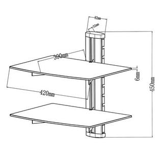 Tectake Etagère murale 2 tablettes pour lecteur DVD / Blu ray 45 x 42 x 33 cm  