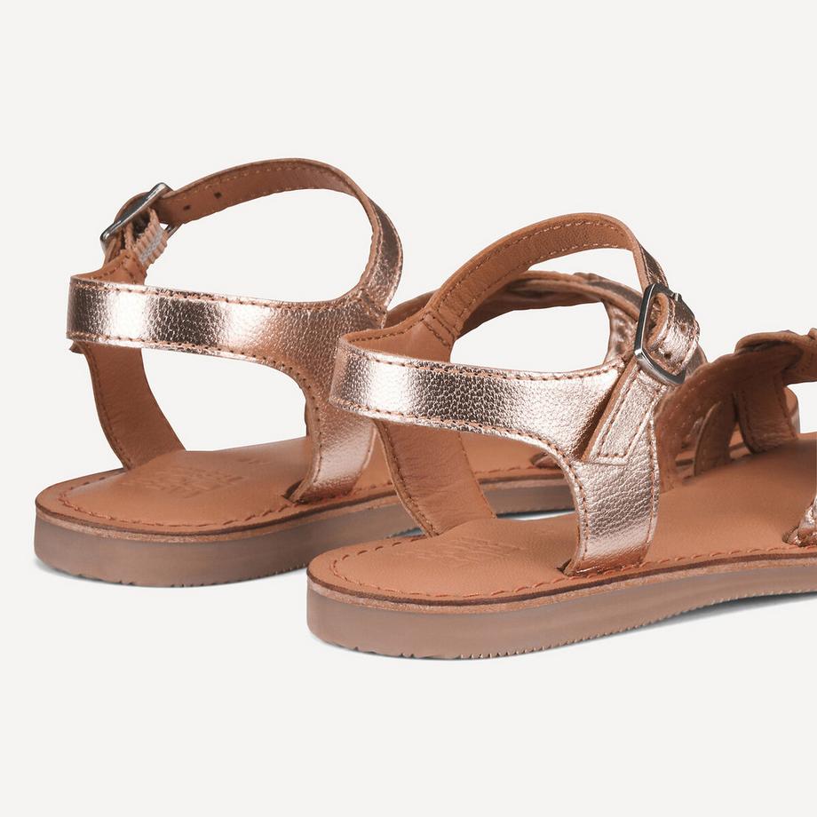 La Redoute Collections Sandales dorées en cuir tressé  