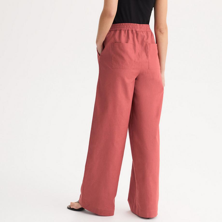 La Redoute Collections Pantalon Large en Lin Coton Mélangé à Taille Élastiquée  